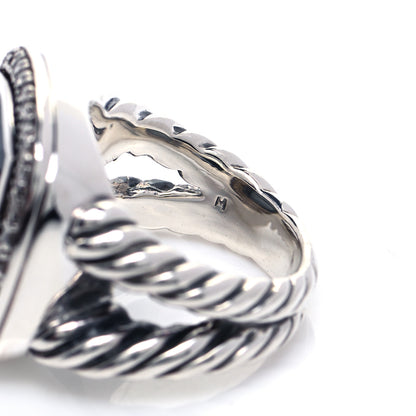 David Yurman Sterling Silver Diamond Hematite 11mm Albion Ring 52 6 5 of 5
