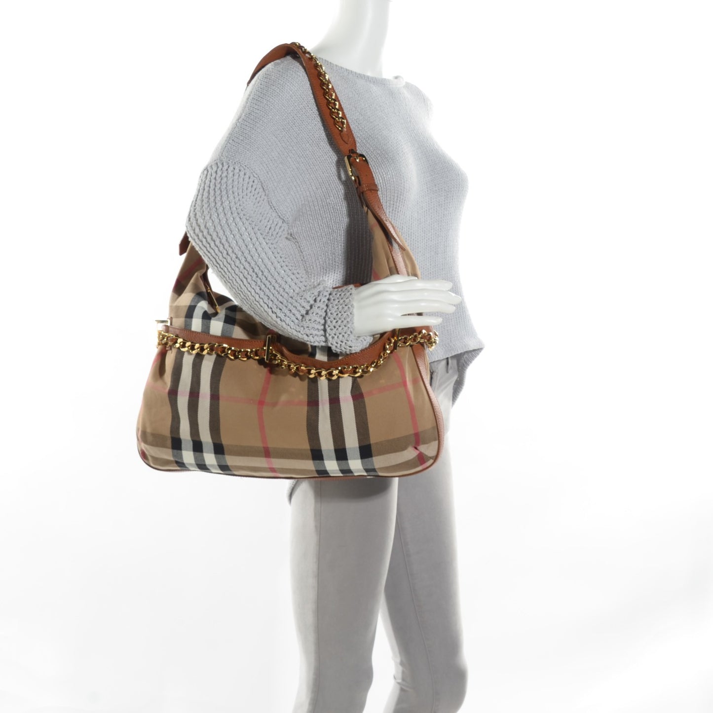 House Check Chain Hobo Tan