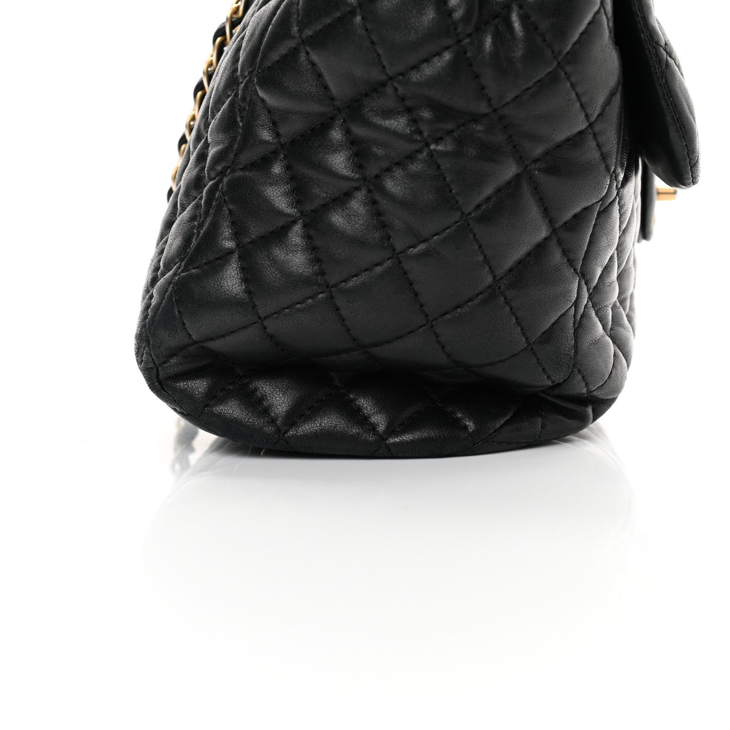 Lambskin Quilted Large Fluffy CC Shopping Tote Black