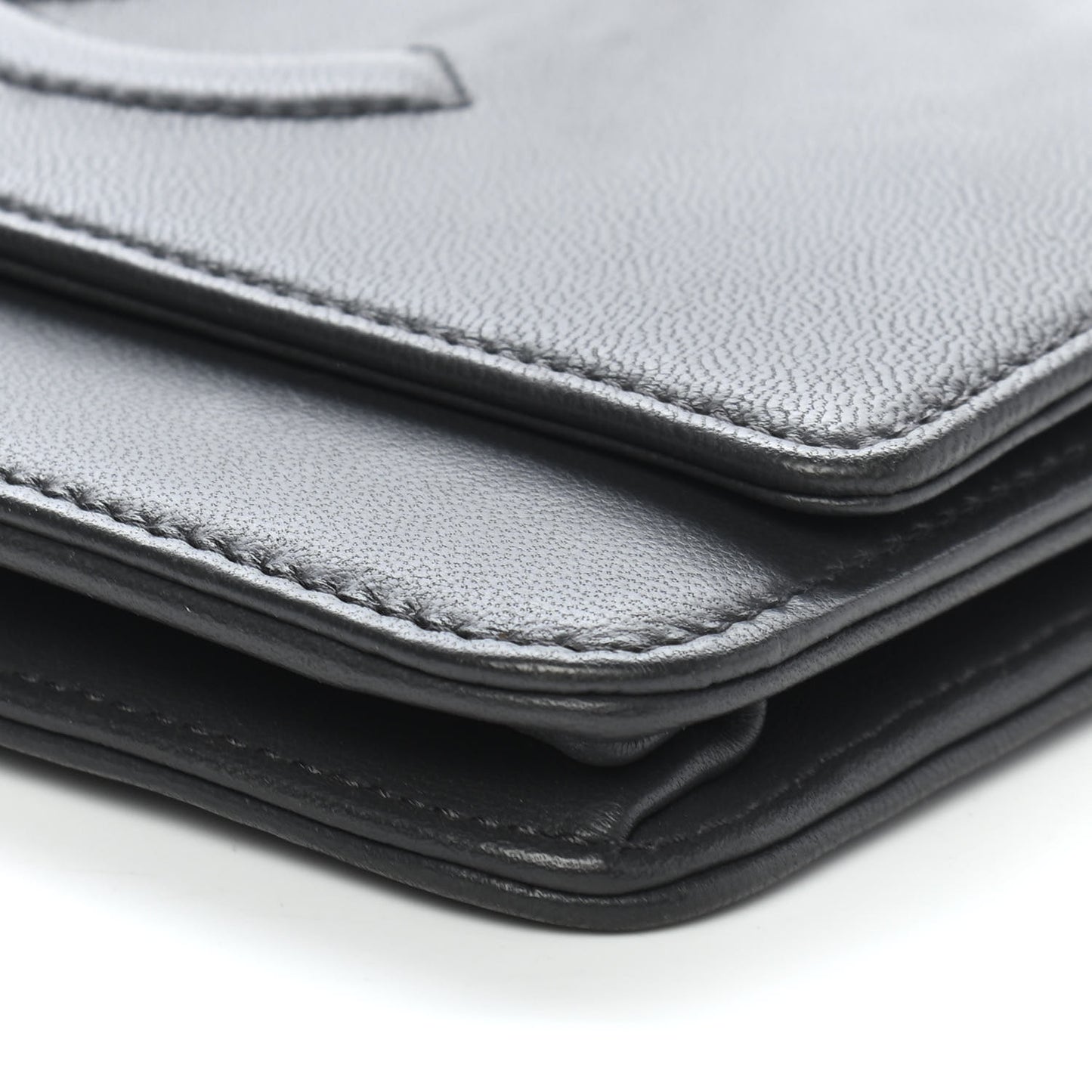 Lambskin Timeless CC Wallet On Chain WOC Grey