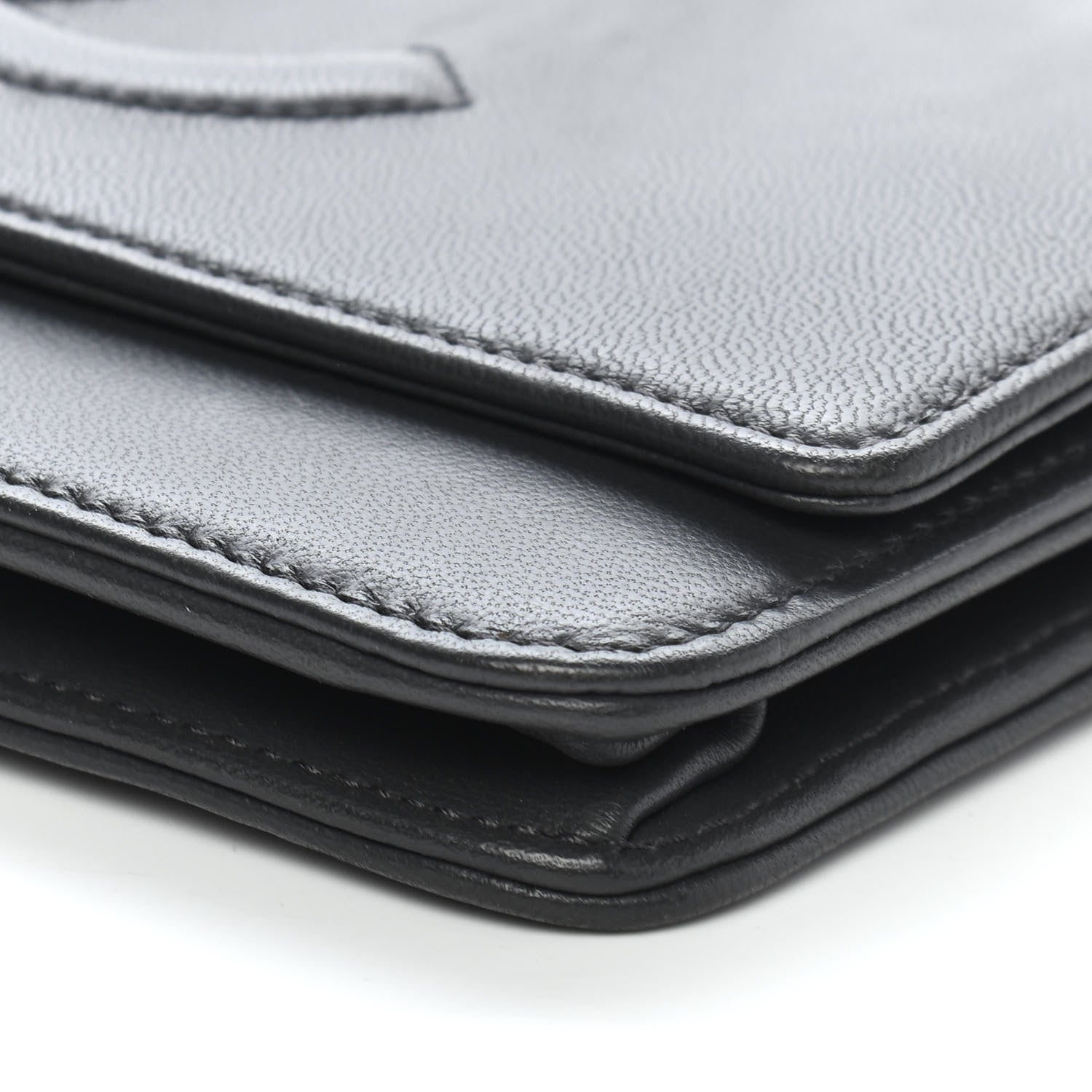 Chanel Lambskin Timeless CC Wallet On Chain WOC Grey 10 of 12