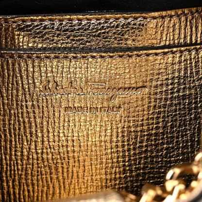 Salvatore Ferragamo Metallic Calfskin Vara Bow Bucket Bag Gold 6 of 8