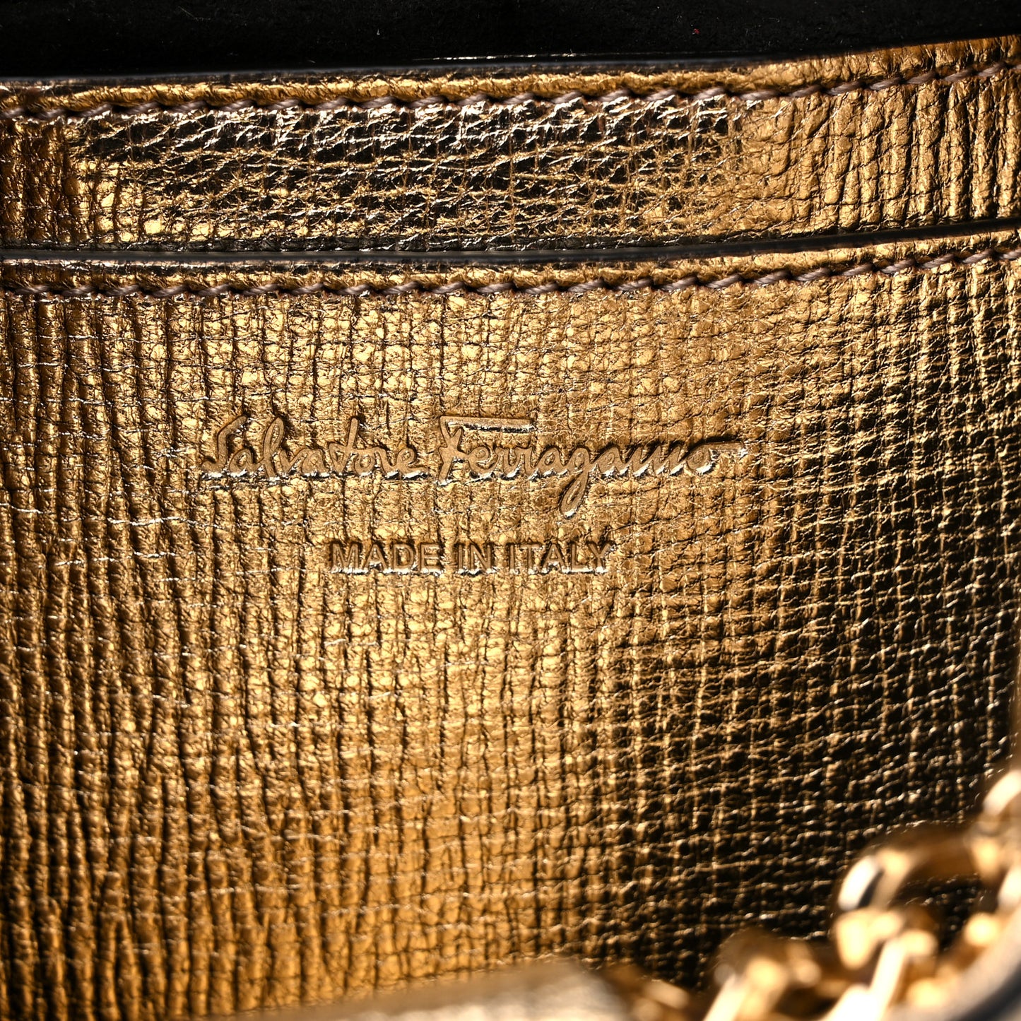 Metallic Calfskin Vara Bow Bucket Bag Gold