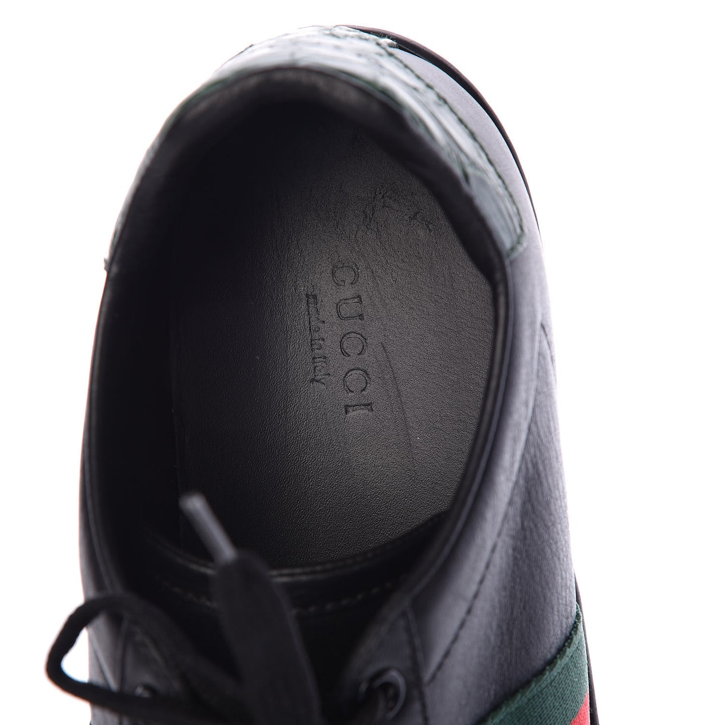 Calfskin Crocodile Web Mens Ace Sneakers 7.5 Black
