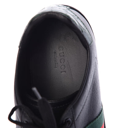 Gucci Calfskin Crocodile Web Mens Ace Sneakers 7.5 Black 5 of 8