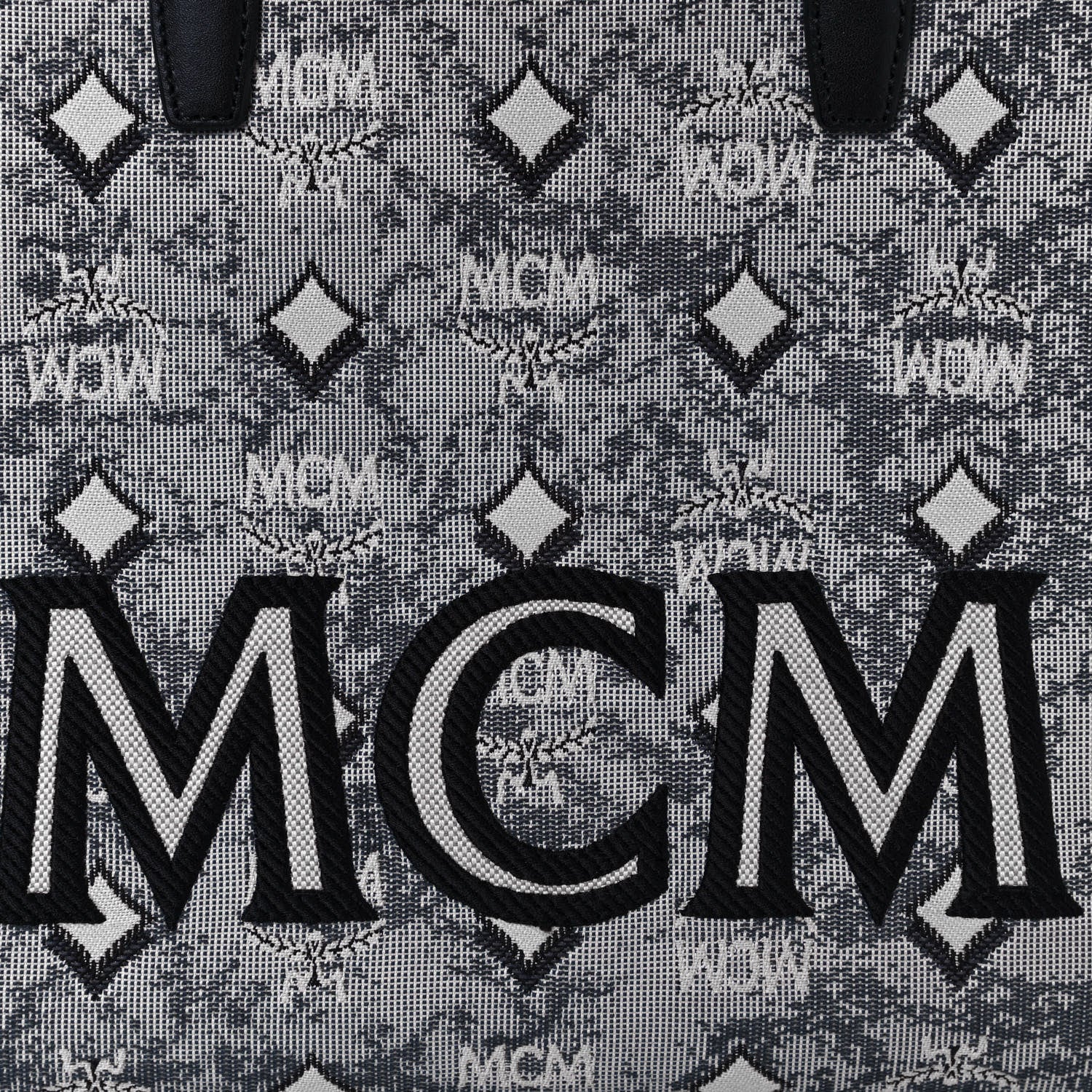 MCM Nappa Jacquard Monogram Large Tote Grey 9 of 15