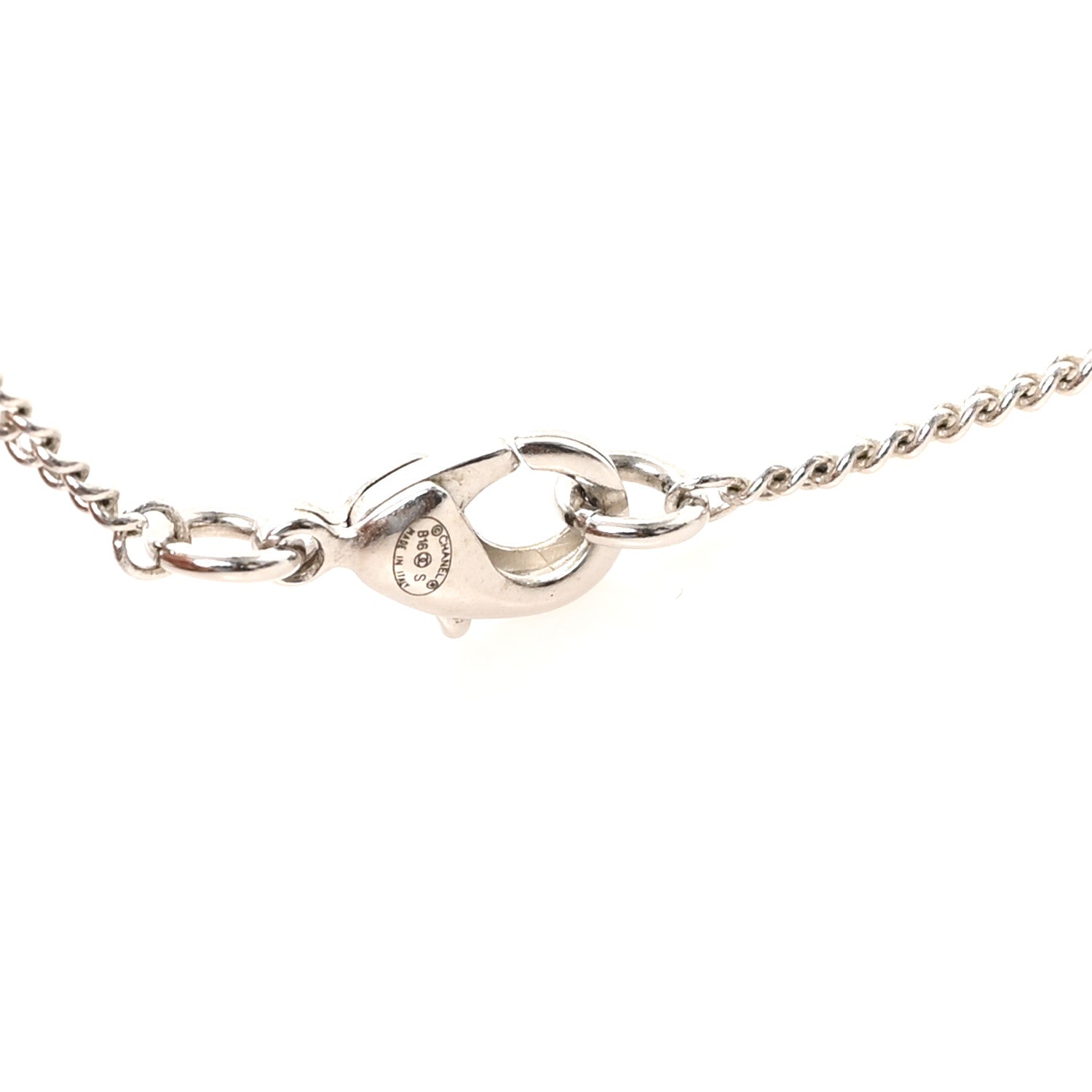 Chanel Baguette Crystal CC Necklace Silver 4 of 4