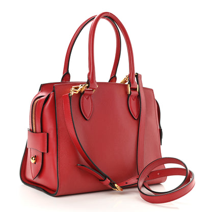 Prada Saffiano Soft Calfskin Double Handle Satchel Fuoco 3 of 10