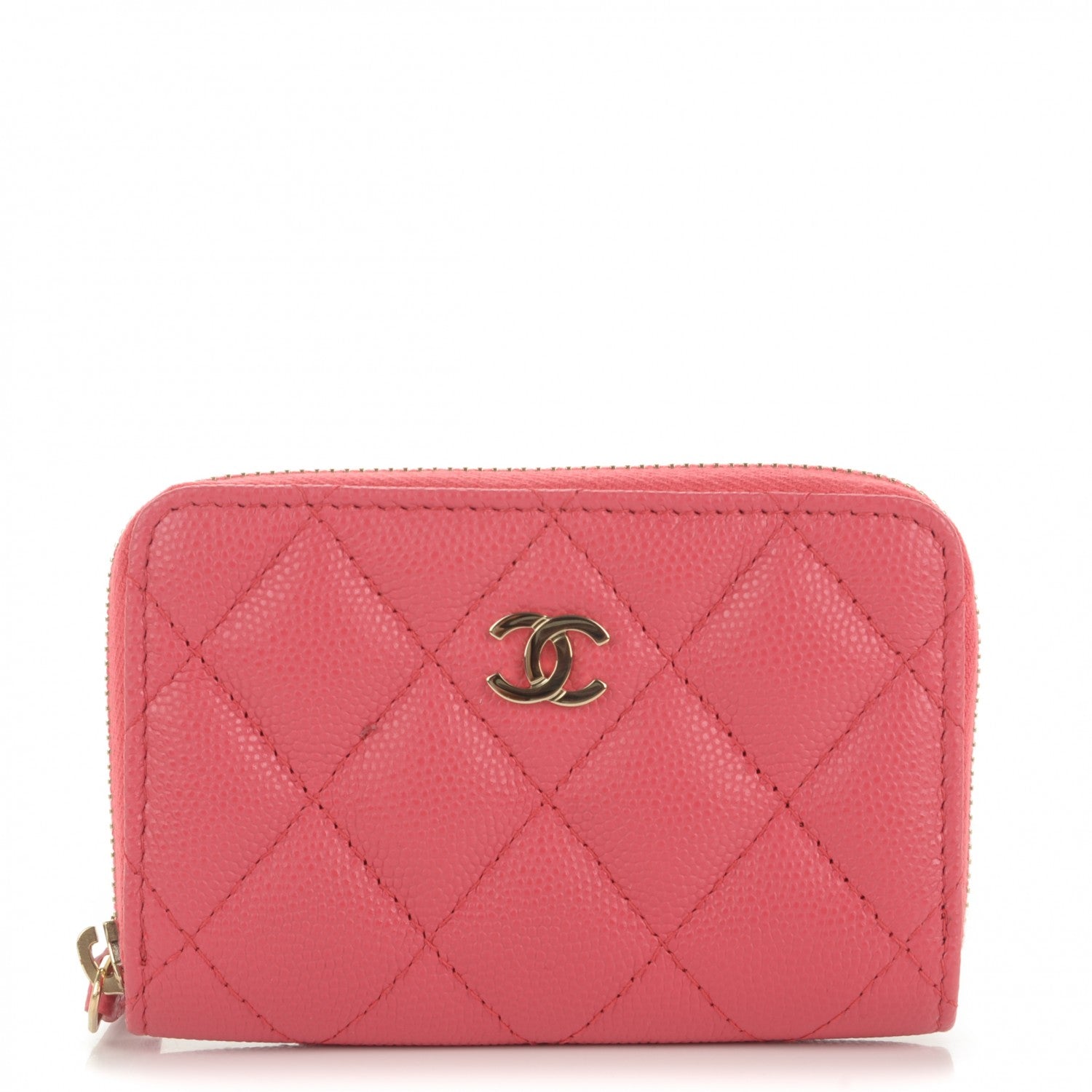 Chanel Caviar Quilted Zip Around Coin Purse Wallet Dark Pink 1 of 7
