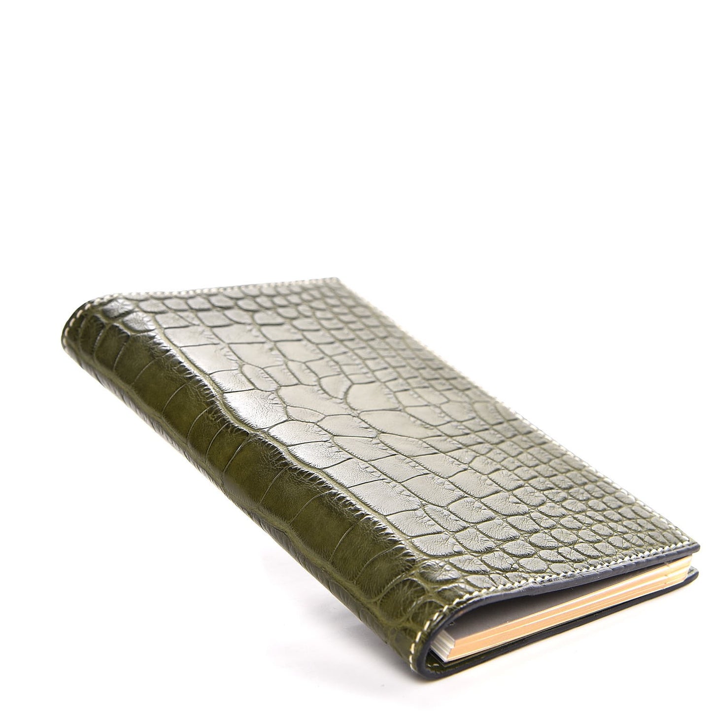 Matte Alligator Globe Trotter Agenda Cover Vert Olive