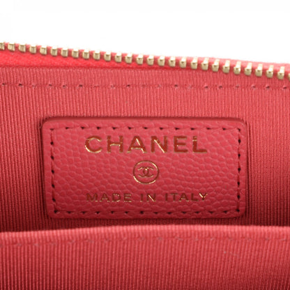 Chanel Caviar Quilted Zip Around Coin Purse Wallet Dark Pink 6 of 7