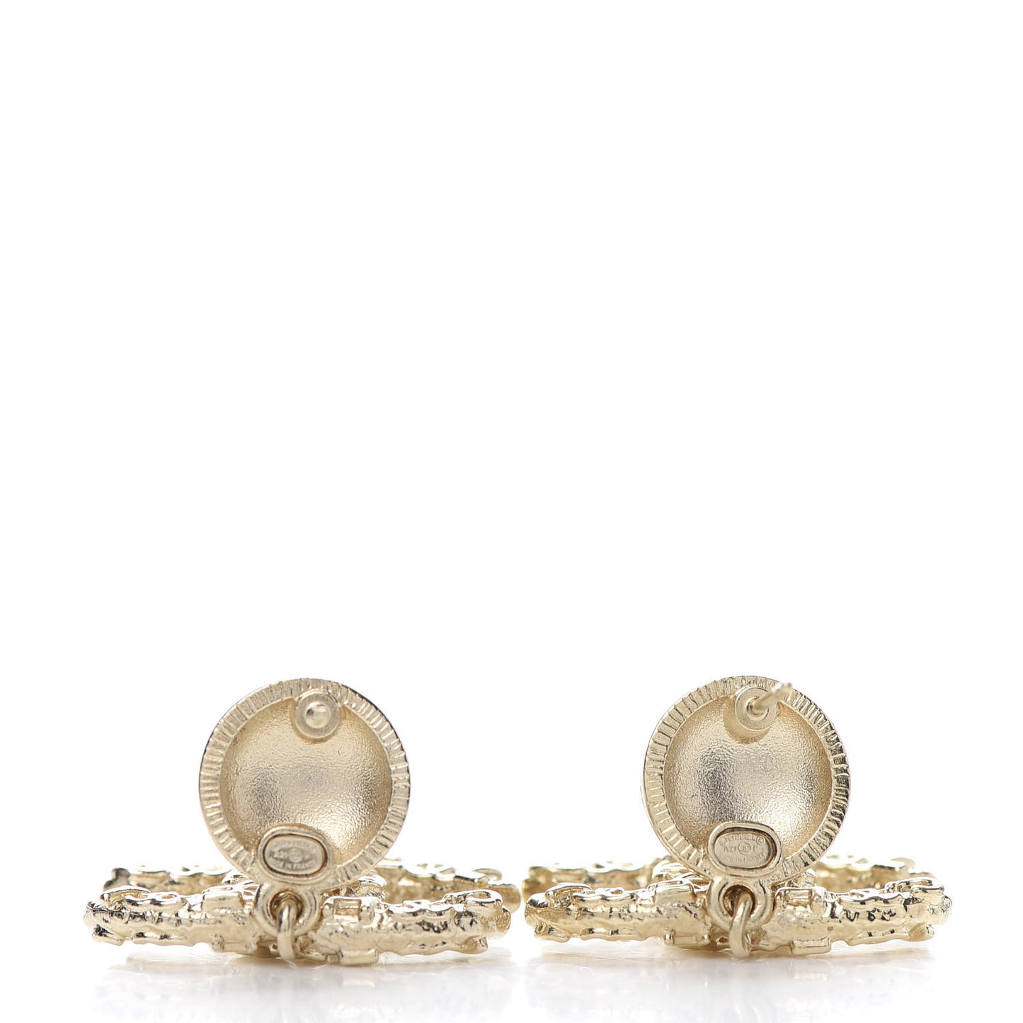 Crystal CC Drop Logo Earrings Gold