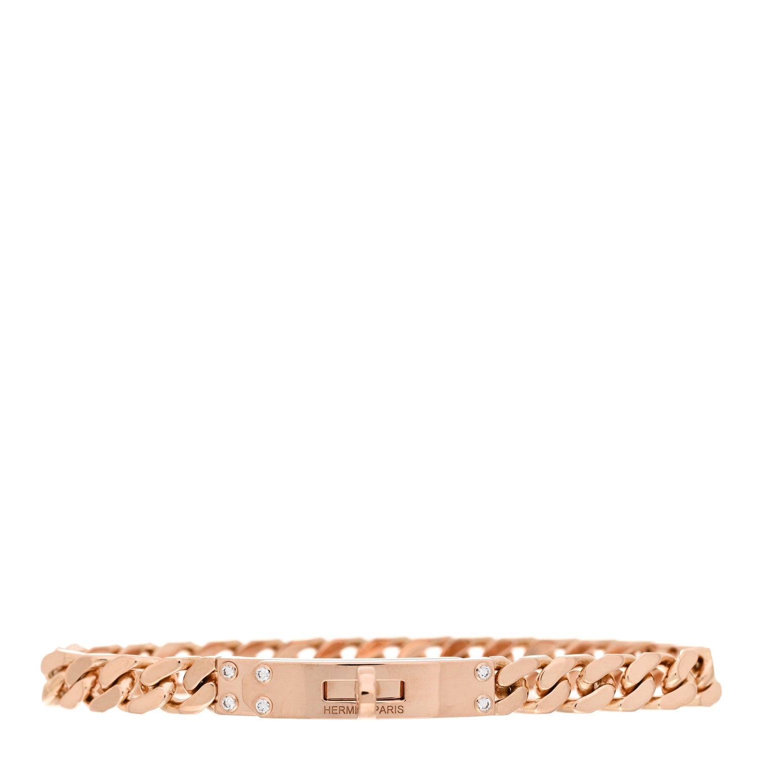 Hermes 18K Rose Gold Diamond PM Kelly Chaine Bracelet ST 1 of 3