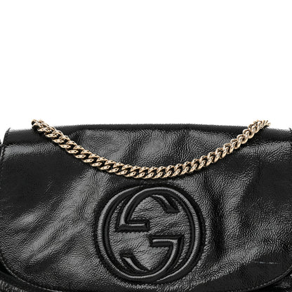 Gucci Patent Medium Soho Flap Crossbody Black 8 of 17