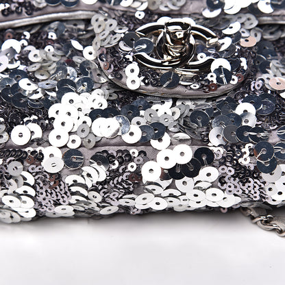 Chanel Sequin Medium Single Flap Silver 12 of 14