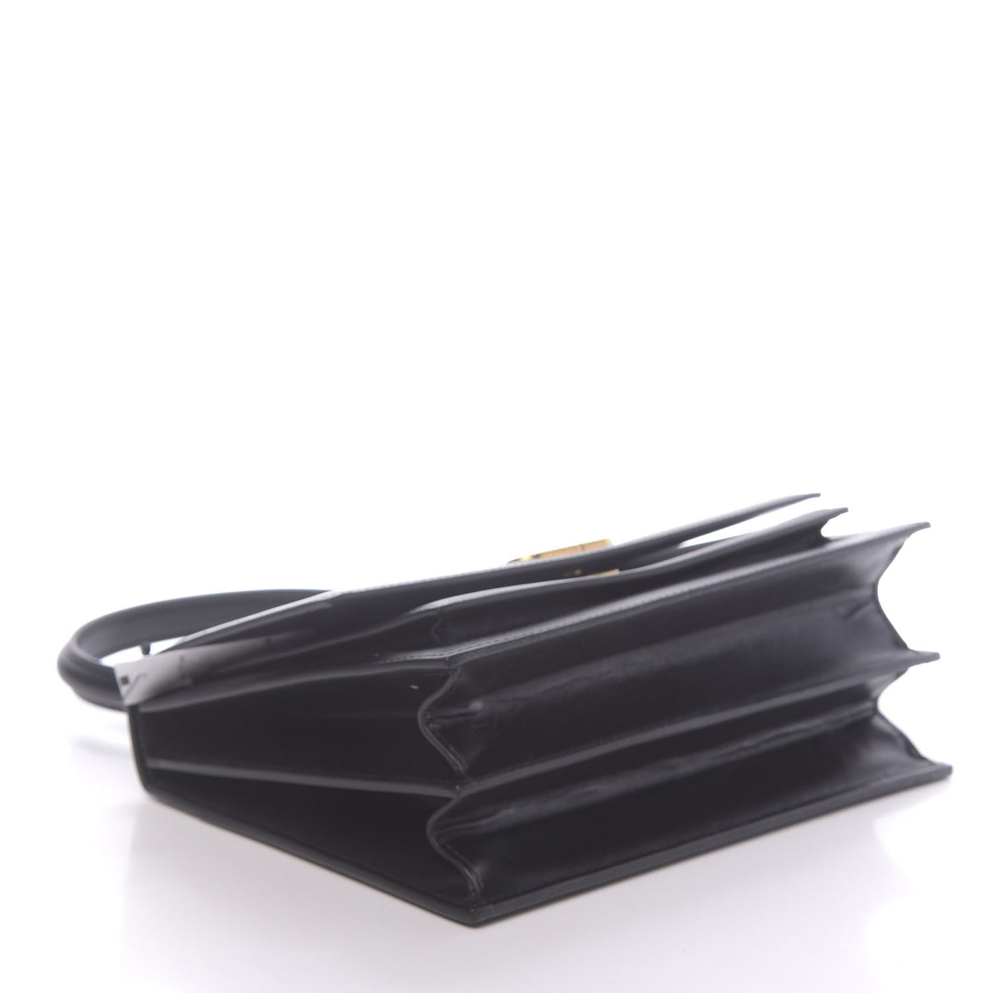 Box Calfskin Medium Sharp Top Handle Bag Black