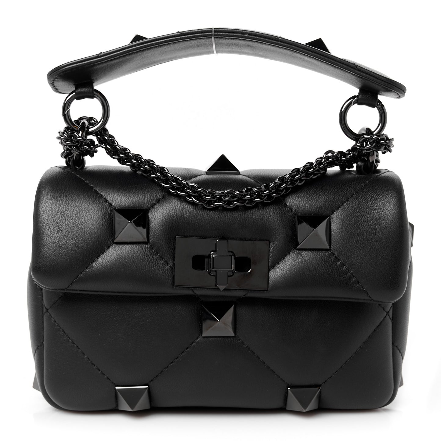 Nappa Monochrome Small Roman Stud Shoulder Bag Black