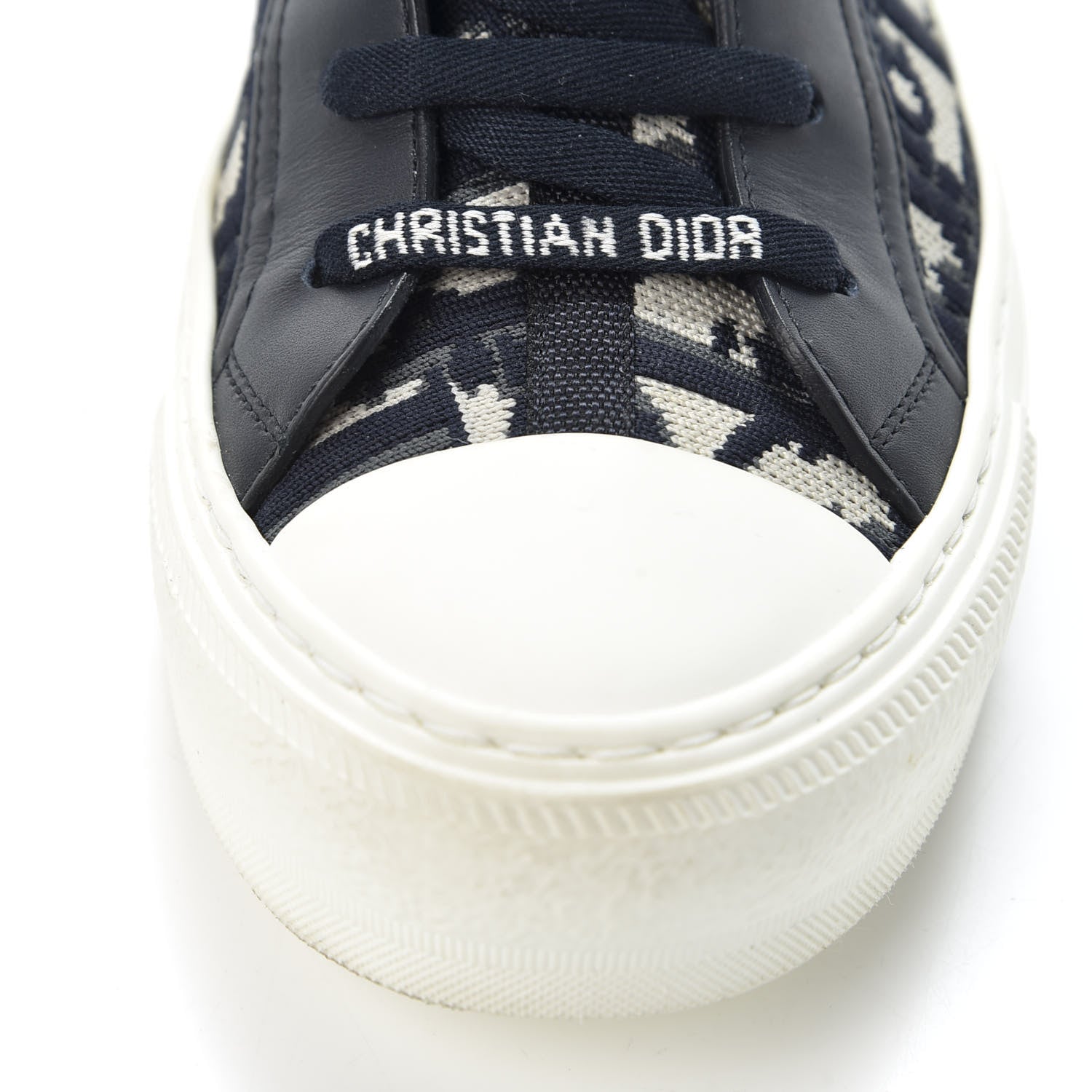 Christian Dior Technical Canvas Mesh Calfskin Womens Oblique Walk'n Dior High Top Sneakers 36.5 Deep Blue 9 of 11