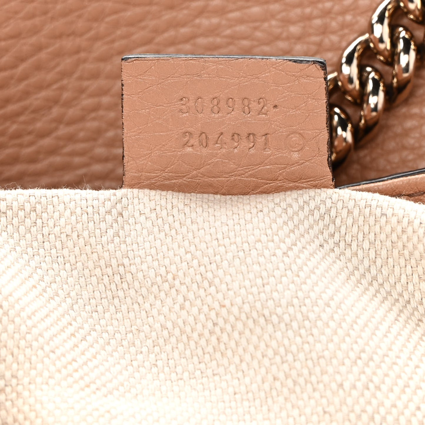 Pebbled Calfskin Medium Soho Chain Shoulder Bag Camelia