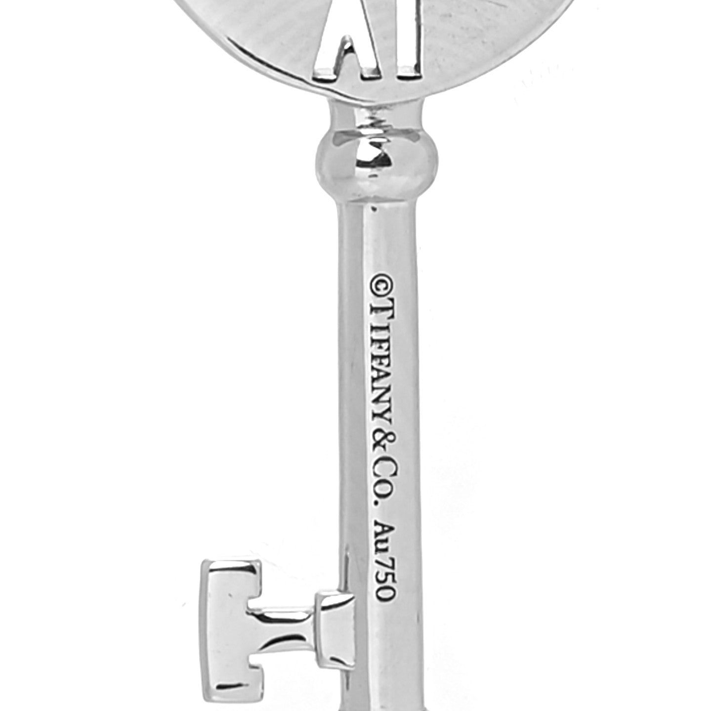 Tiffany 18K White Gold Diamond Atlas Pierced Key Pendant 5 of 6