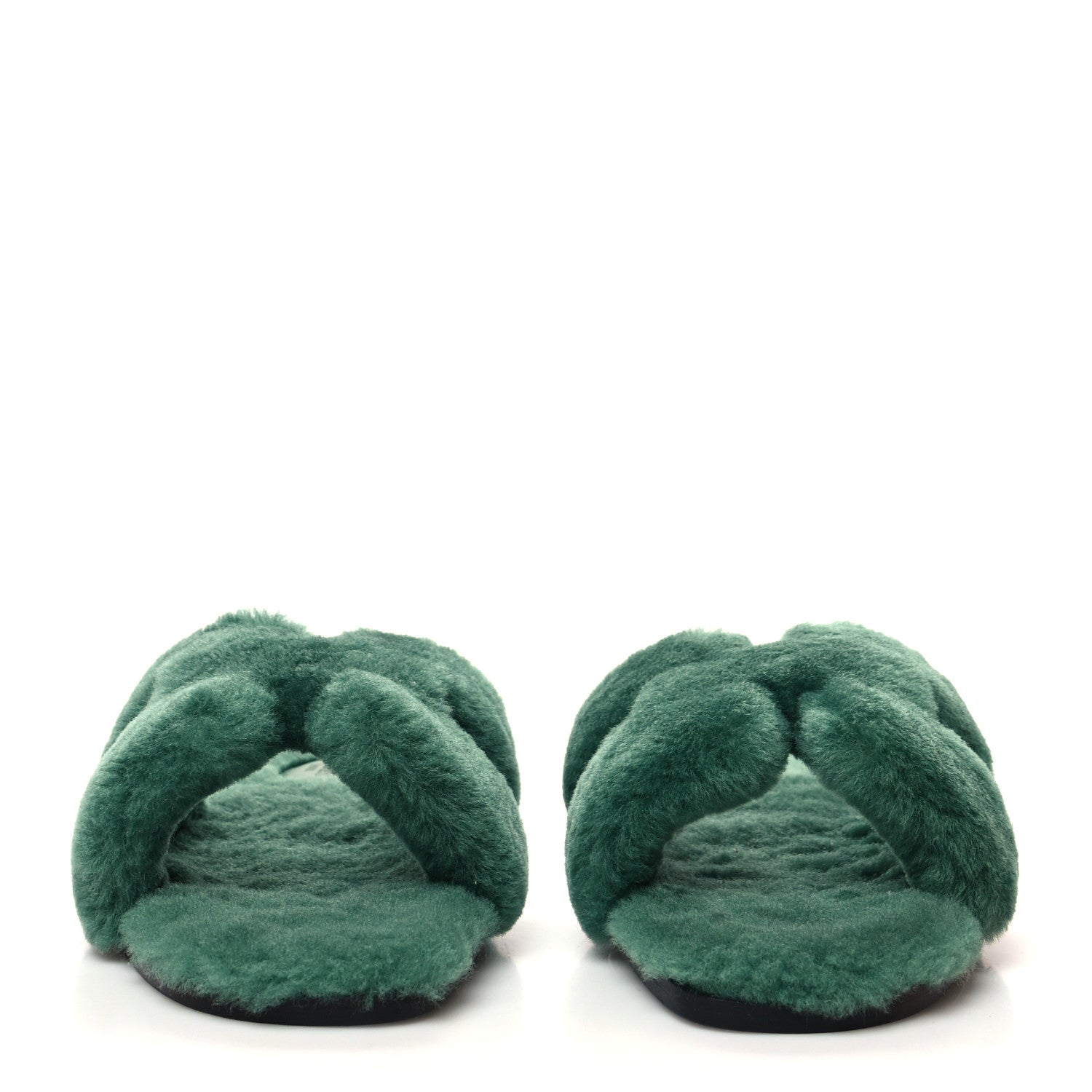 Hermes Woolskin Oran Sandals 37 Vert Anglais 2 of 8