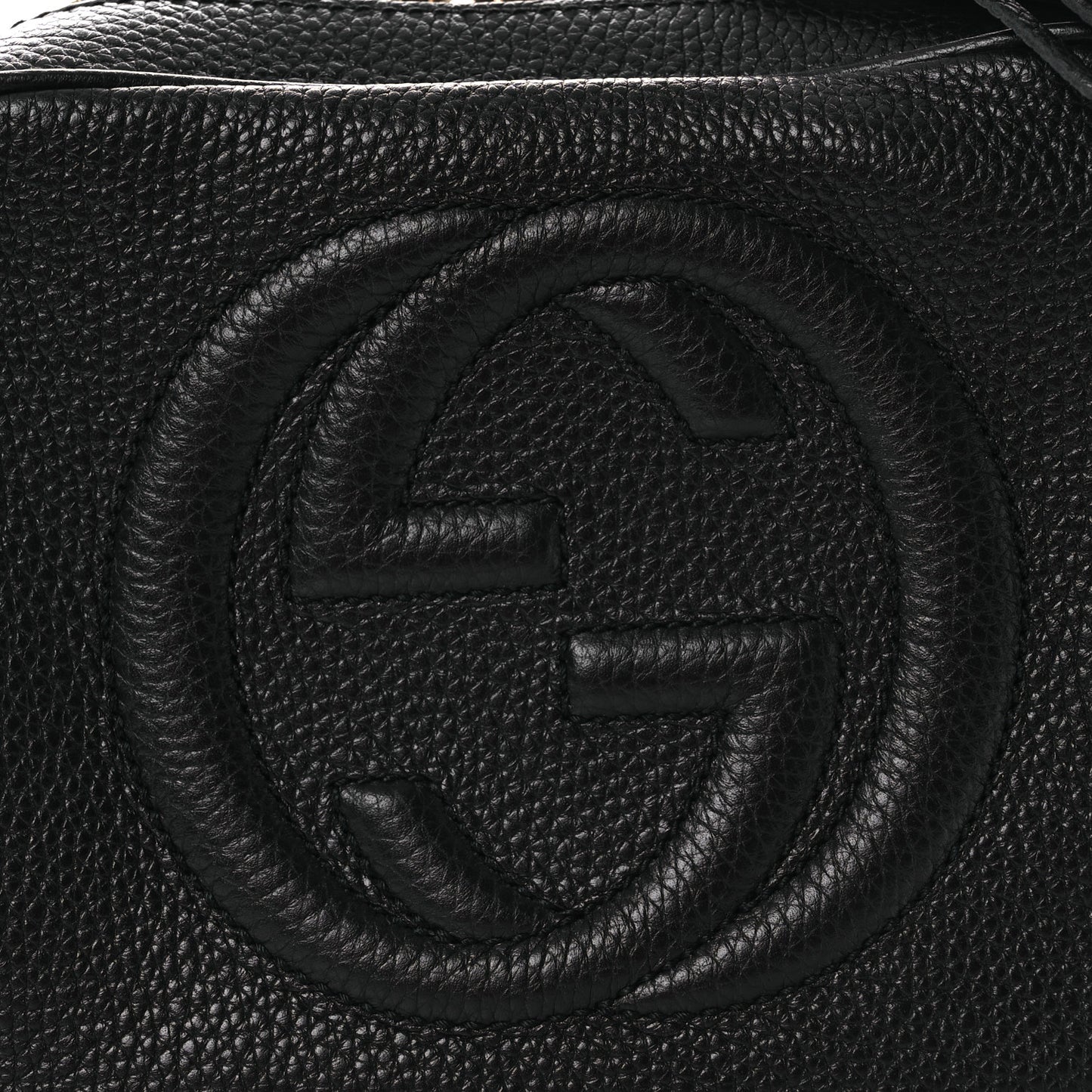 Pebbled Calfskin Small Soho Disco Bag Black
