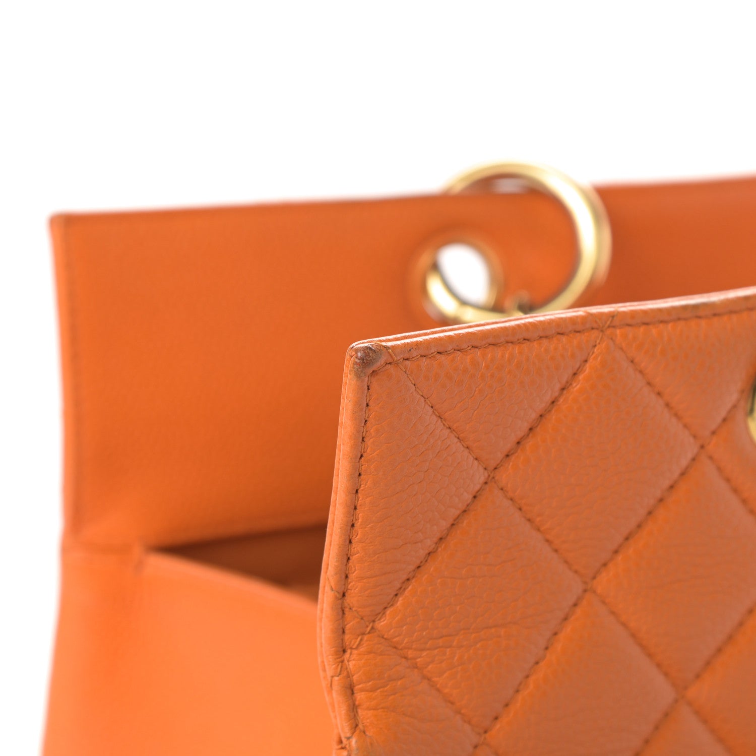 Chanel Caviar Quilted Grand Shopping Tote GST Orange 17 of 19
