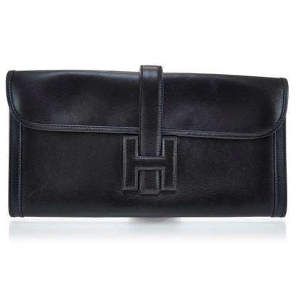 Hermes Box Leather Jige Clutch Black 1 of 9