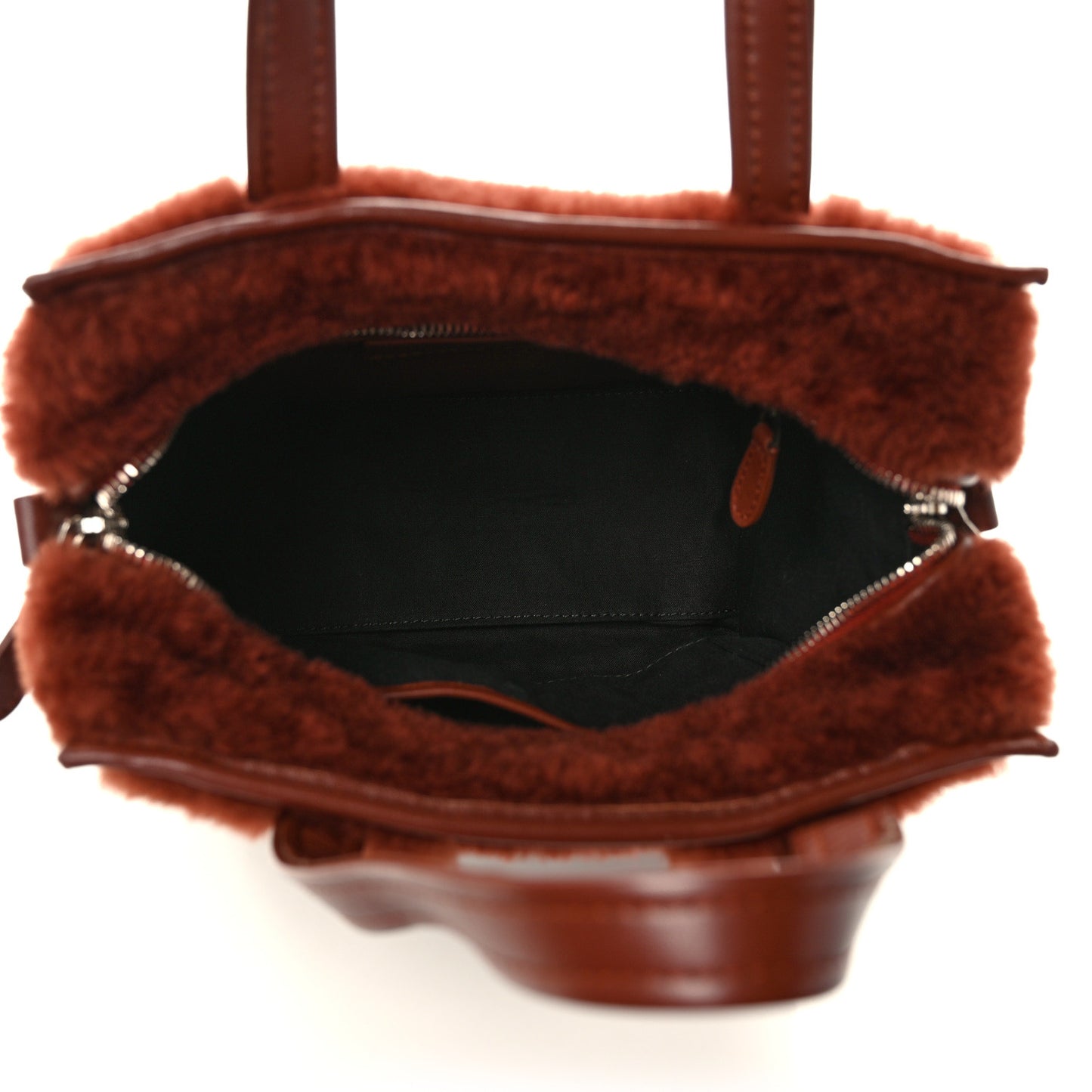 Shearling XS Bazar Shopper Tote Burgundy