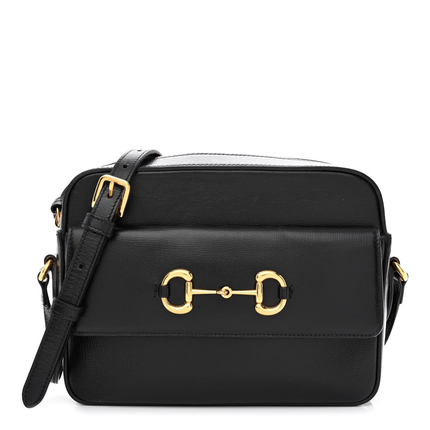 Gucci Textured Calfskin Small Horsebit 1955 Shoulder Bag Black 1 of 12
