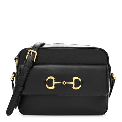 Gucci Textured Calfskin Small Horsebit 1955 Shoulder Bag Black 1 of 12