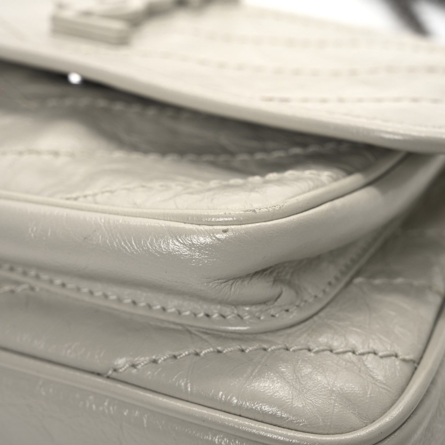 Crinkled Calfskin Matelasse Monogram Baby Niki Chain Satchel Blanc Vintage