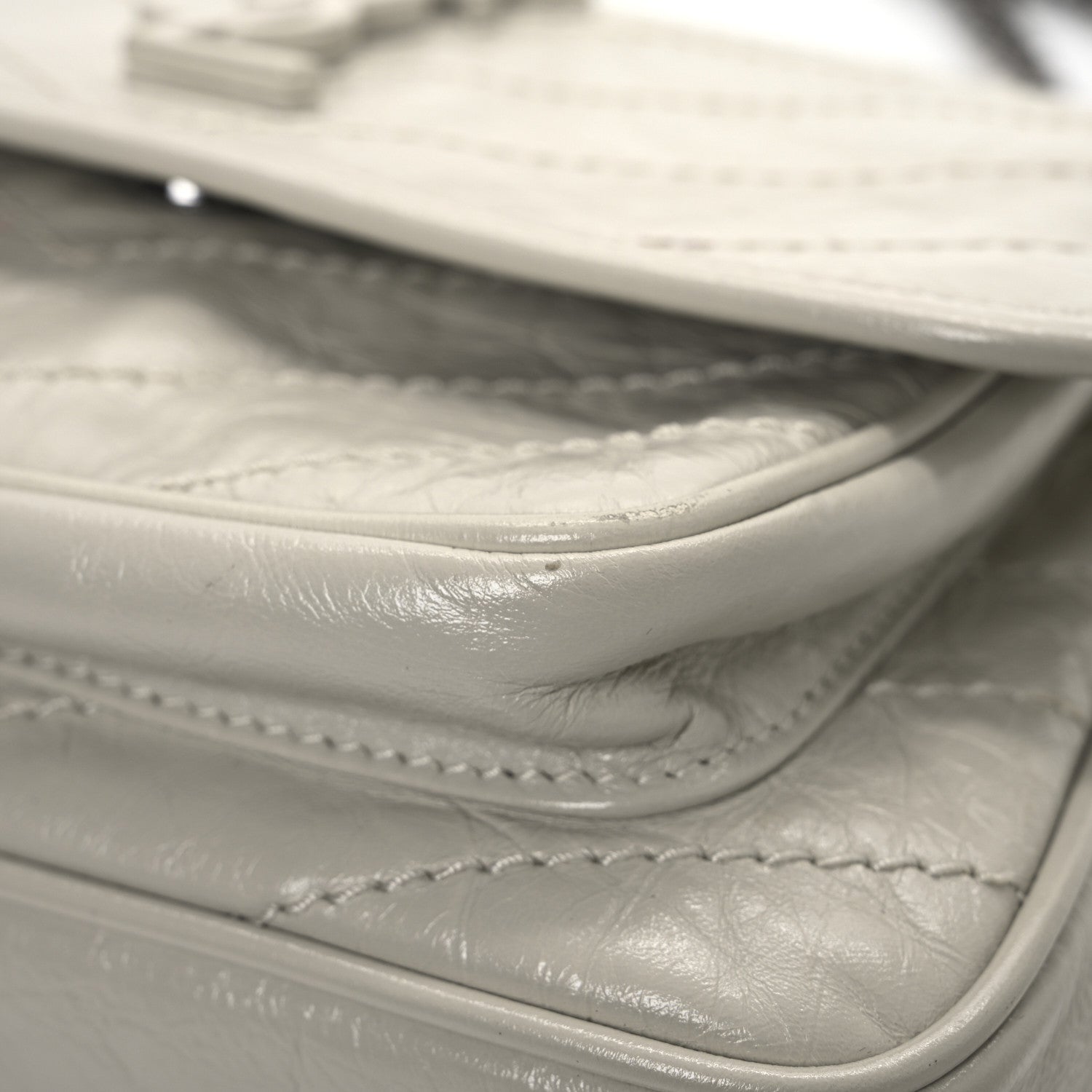 Saint Laurent Crinkled Calfskin Matelasse Monogram Baby Niki Chain Satchel Blanc Vintage 14 of 14