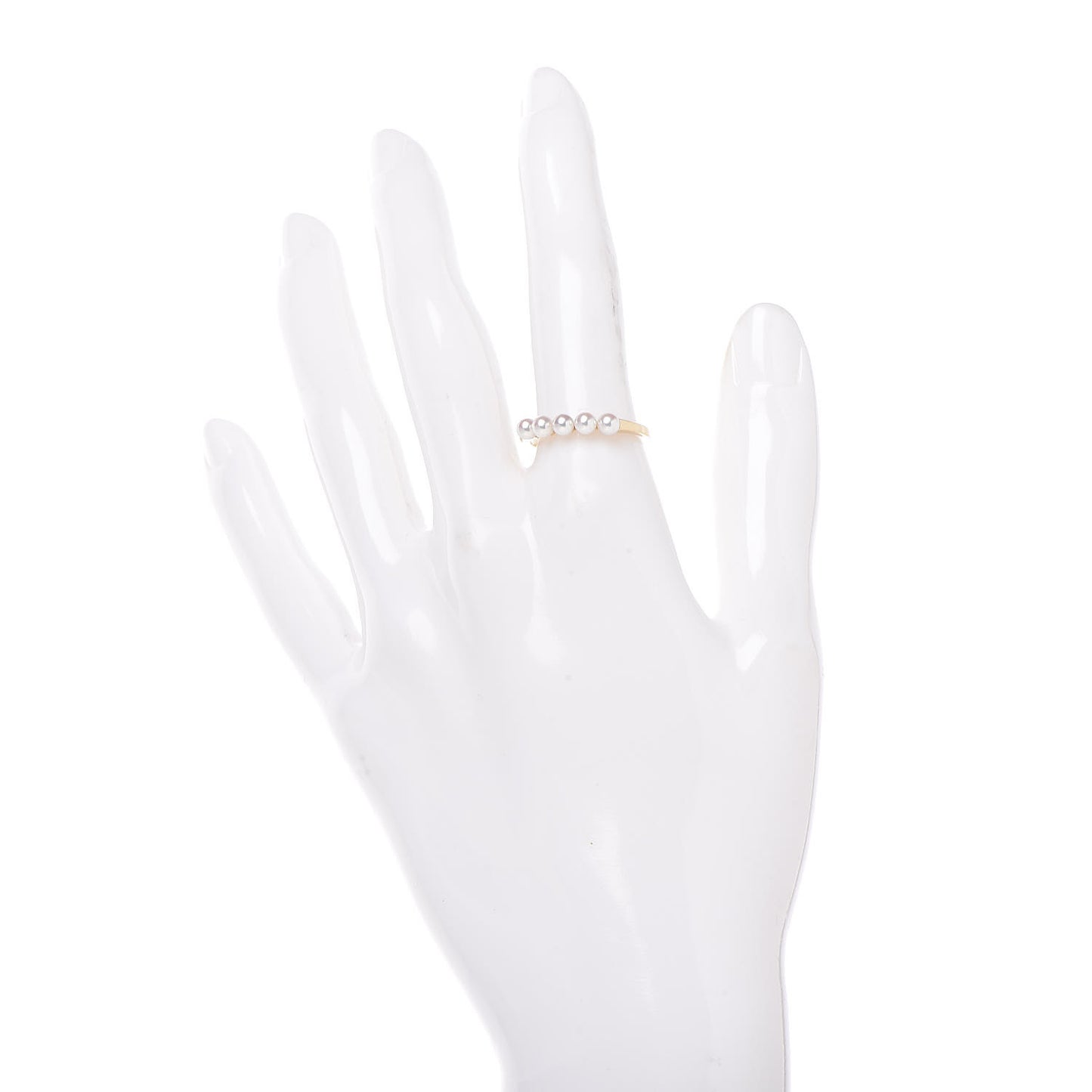 18K Yellow Gold Akoya Peal 5 Pearl Row Ring 54 7