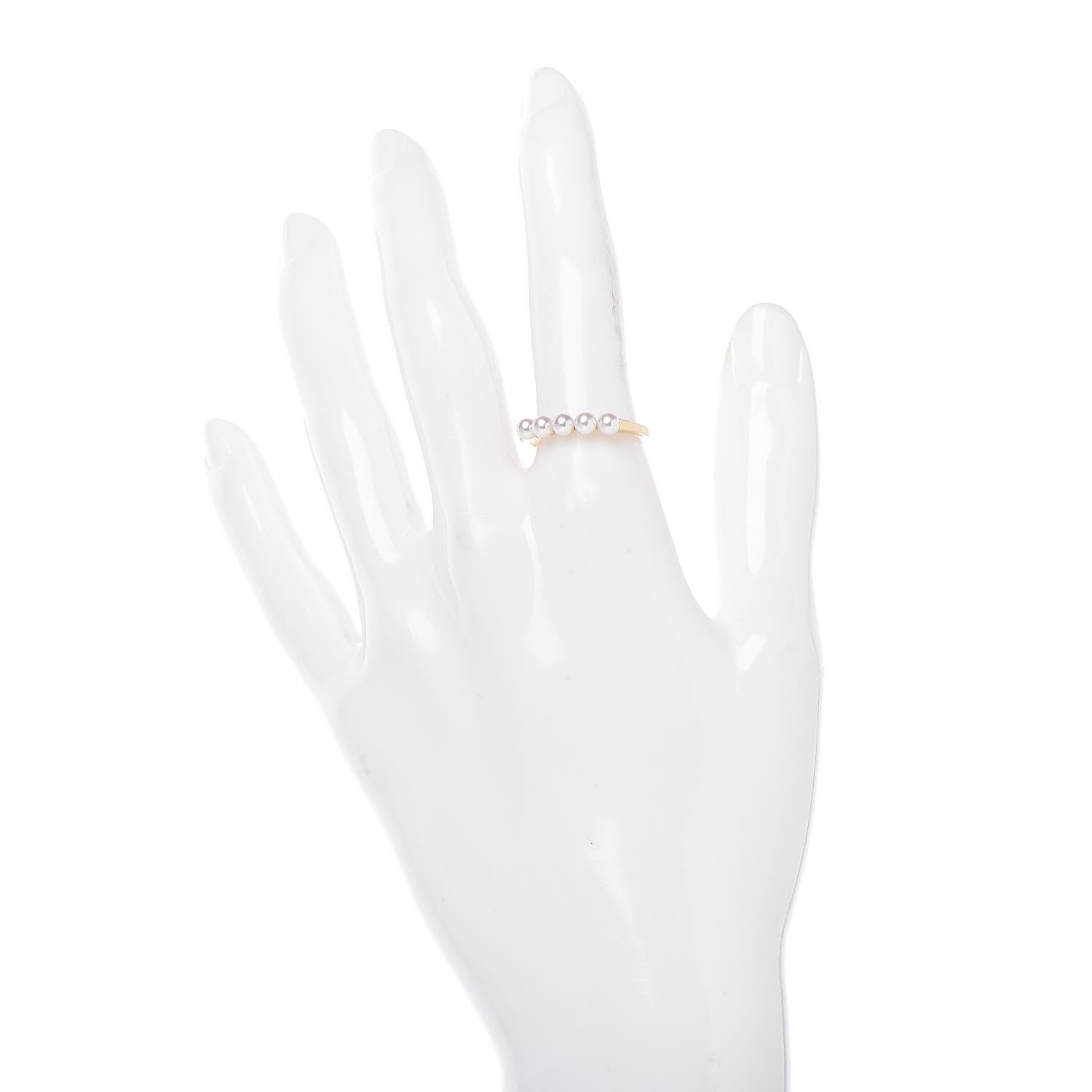 Mikimoto 18K Yellow Gold Akoya Peal 5 Pearl Row Ring 54 7 3 of 10