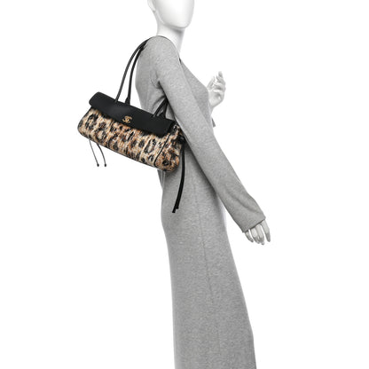 Chanel Calfskin Tweed Mixed Fibers Leopard Print Urban Essentials Small Shopping Bag Brown Black White 2 of 10