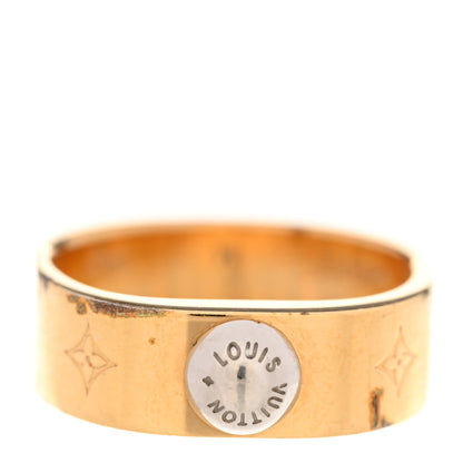 Louis Vuitton Brass Monogram Engraved Nanogram Ring M 52/6 Gold 1 of 6