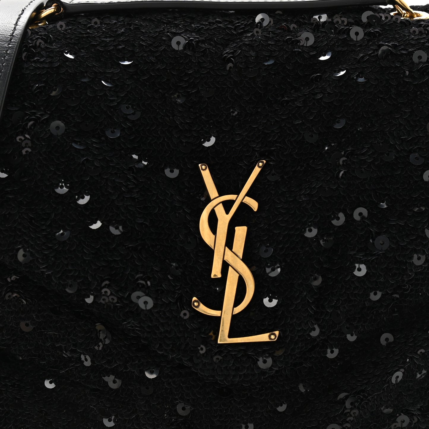 Sequin Y Quilted Monogram Small Loulou Chain Satchel Black