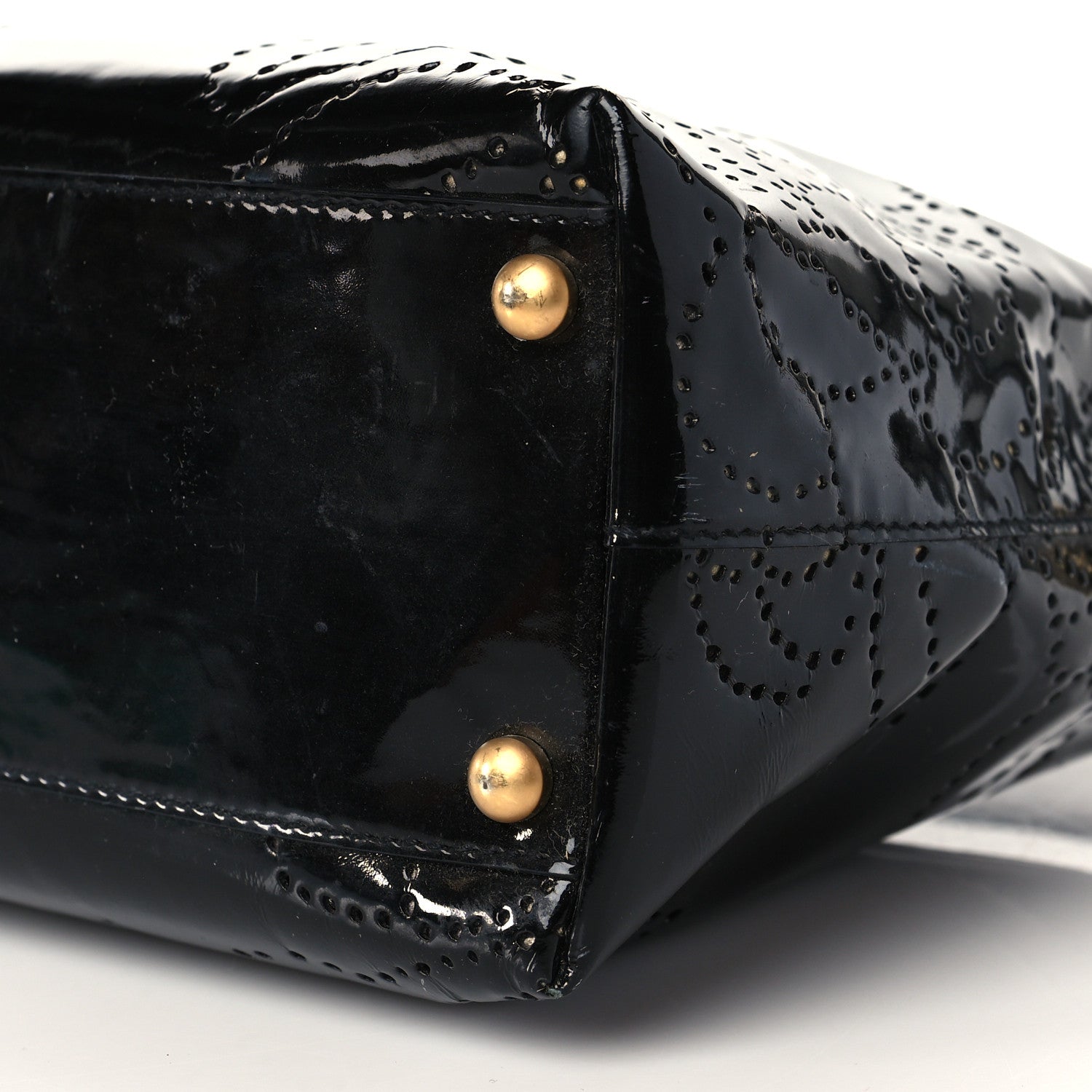 Chanel Patent Perforated Camelia Hobo Black 9 of 9