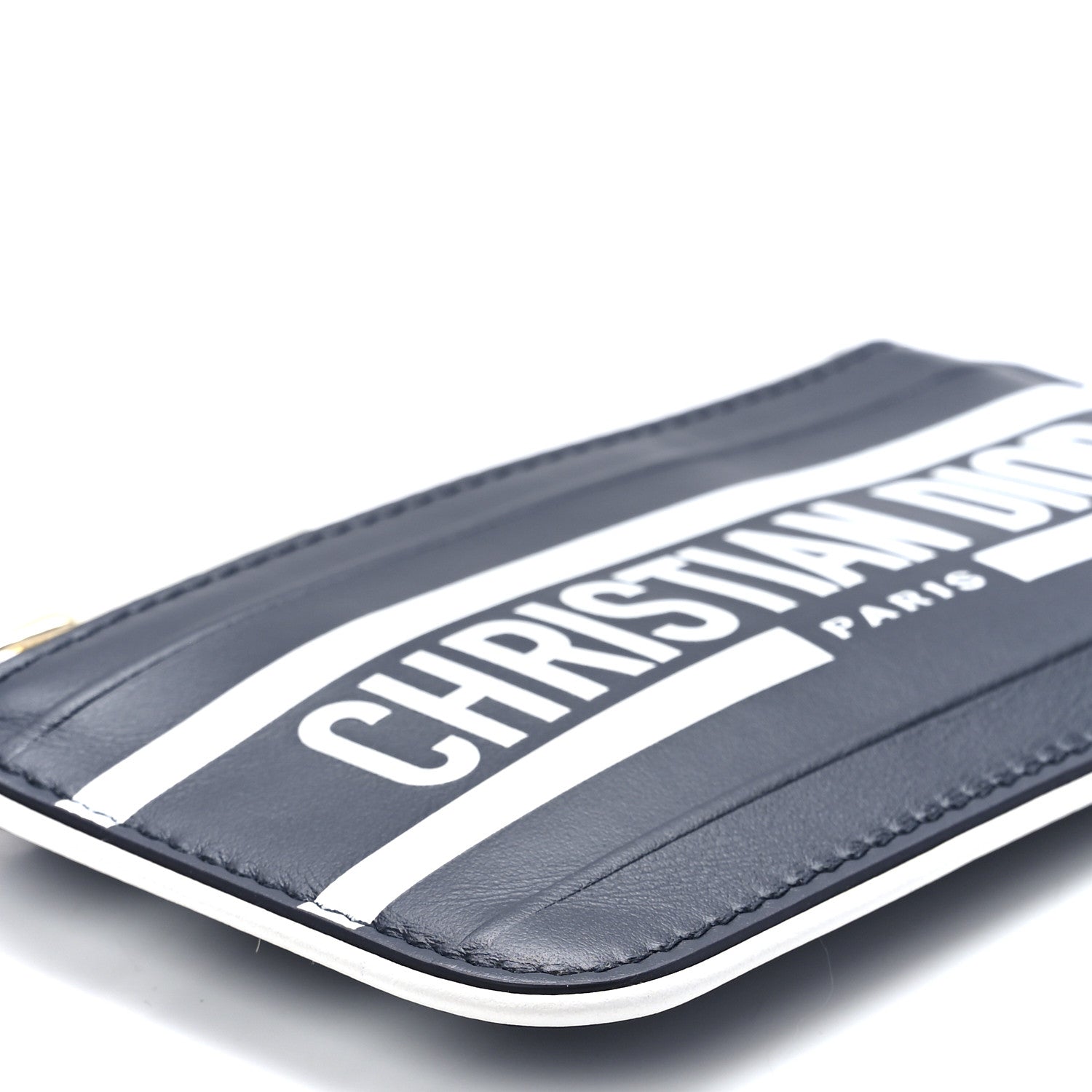 Christian Dior Calfskin Vibe Zip Key Wallet Blue White 9 of 10
