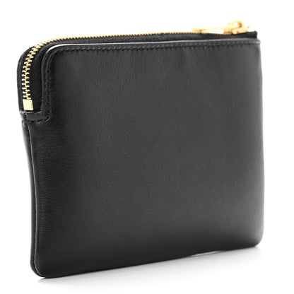 Celine Smooth Calfskin Cuir Triomphe Coin and Card Pouch With Hook Black 3 of 6