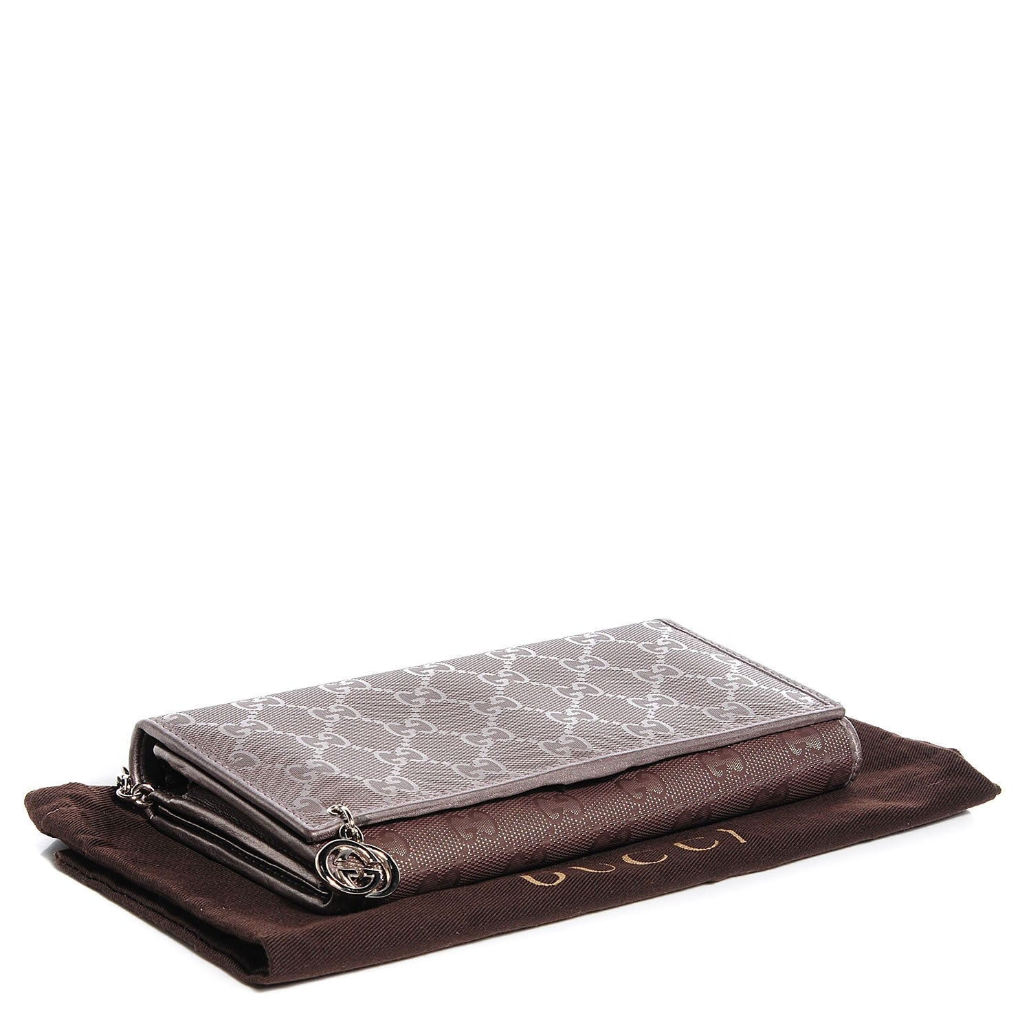 Gucci Imprime Monogram GG Pierce Chain Clutch Wallet Mauve 4 of 7