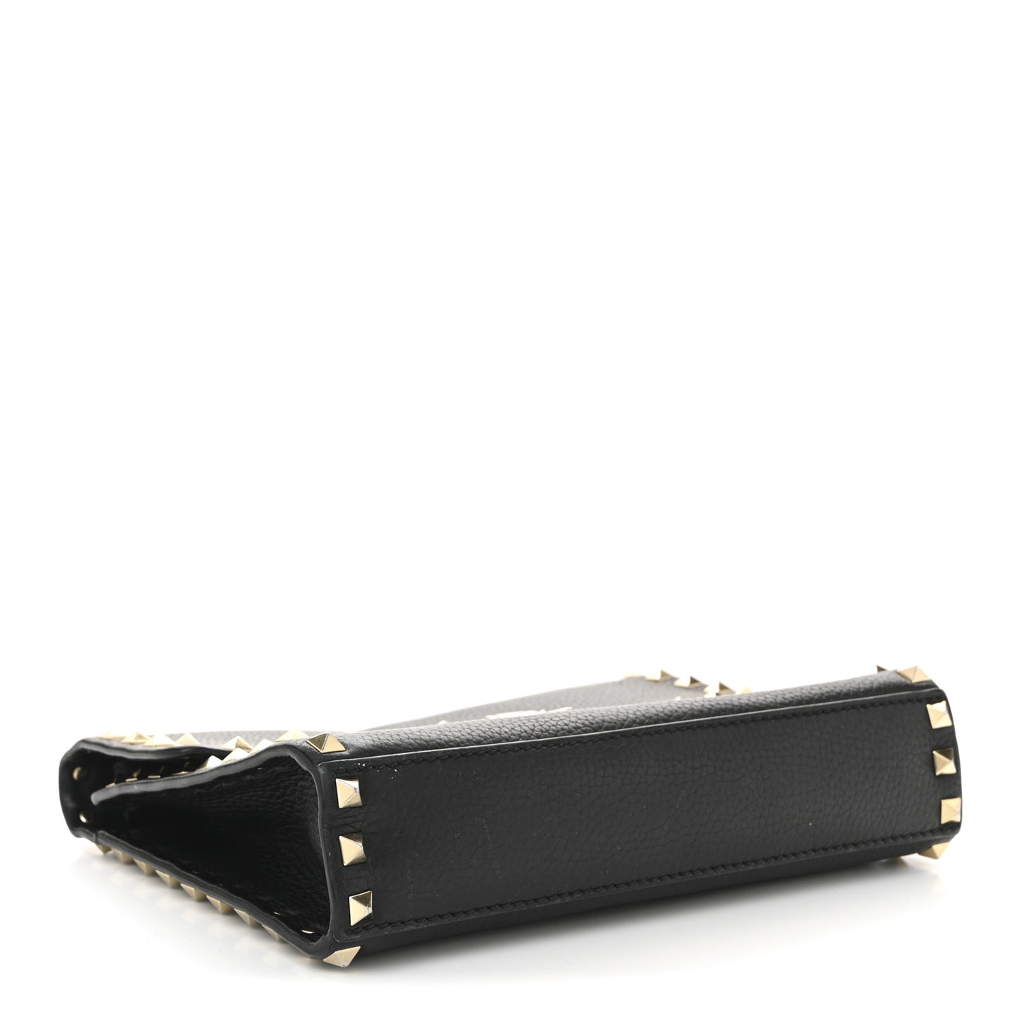 Pebbled Calfskin Medium Rockstud Flip Lock Crossbody Bag Black