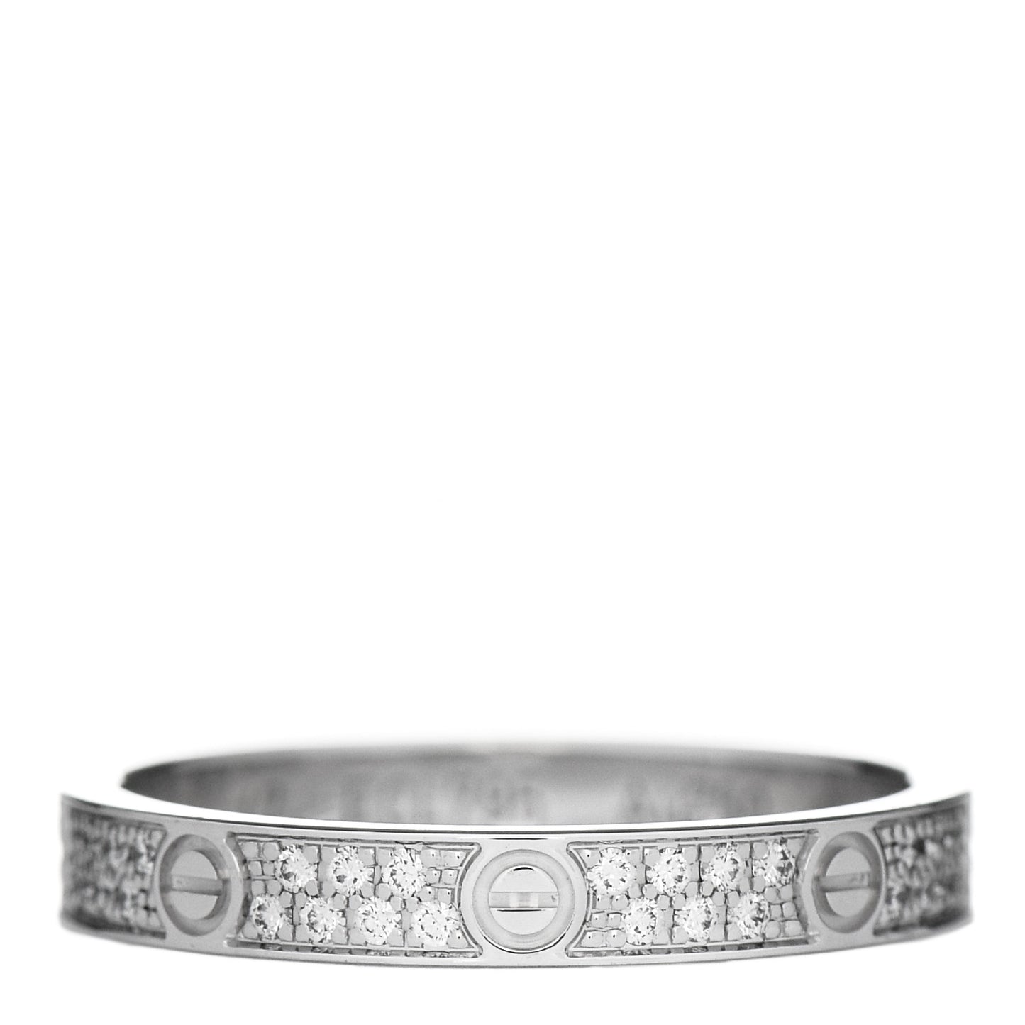 18K White Gold Diamond 2.6mm LOVE Paved Band Ring 47 4