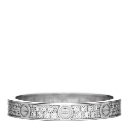 Cartier 18K White Gold Diamond 2.6mm LOVE Paved Band Ring 47 4 1 of 5