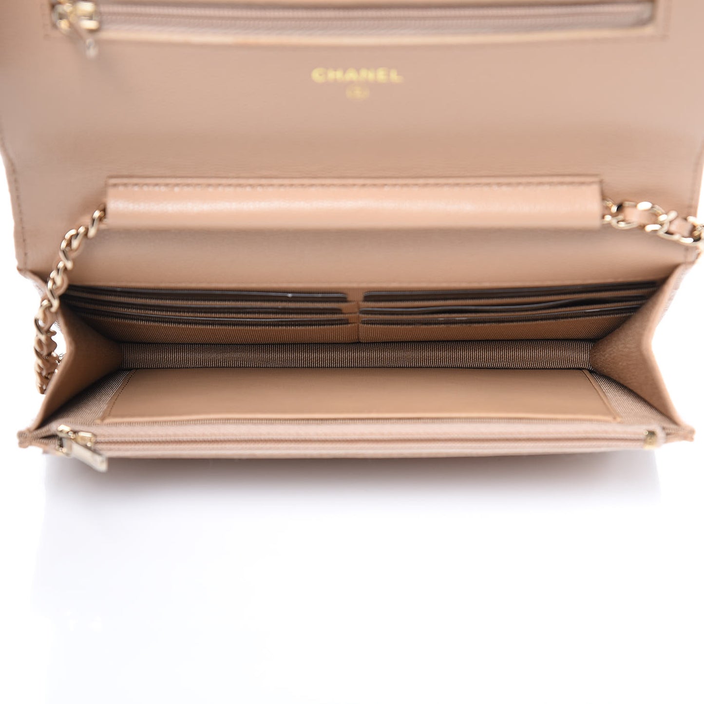 Caviar Quilted Wallet On Chain WOC Beige