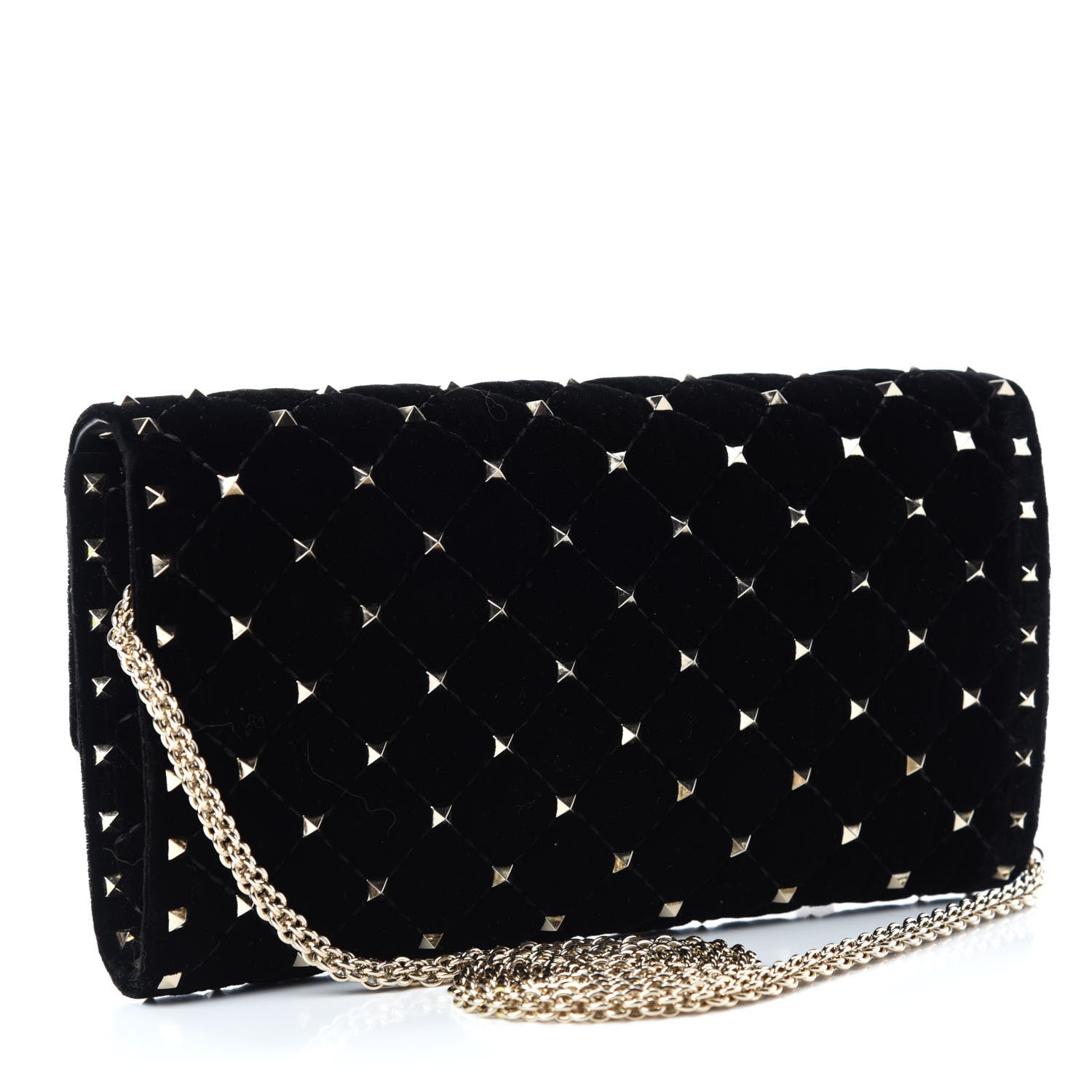 Valentino Garavani Velvet Rockstud Spike Wallet on Chain Black 3 of 10