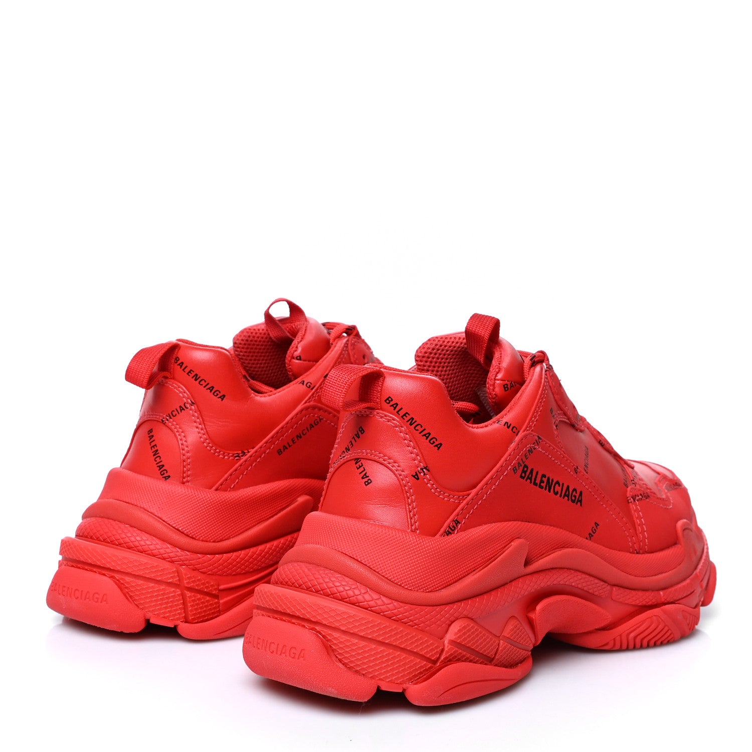 Balenciaga Technical Fabric Mesh Allover Logo Mens Triple S Sneakers 41 Red Black 4 of 7