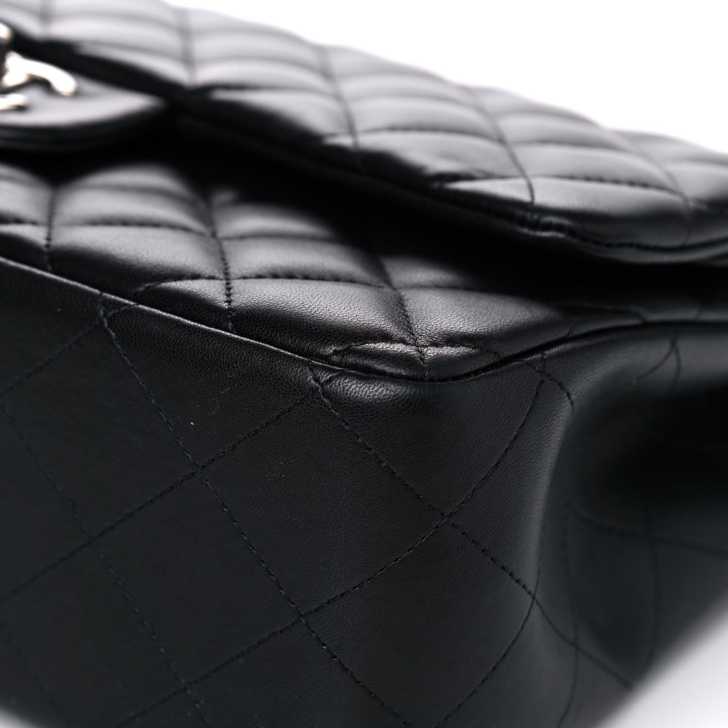 Lambskin Quilted Jumbo Double Flap Black