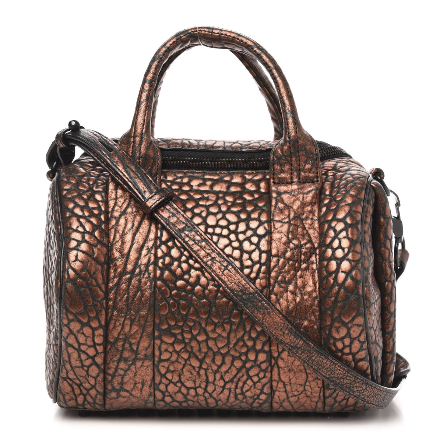Metallic Pebbled Lambskin Rockie Bronze Black Hardware